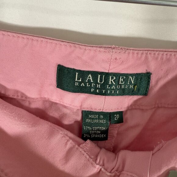 Lauren Ralph Lauren Pants Women's 2P Solid Pink Chino FLat Front Pockets Light - Picture 6 of 9